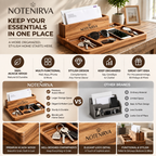 Notenirva Modern Acacia Wood EDC Valet Tray – Desktop Mail Sorter, Sunglasses & Watch Station, Phone Stand Catchall