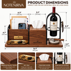 notenirva Modern Walnut Wood & Metal Entryway Command Center – Mail Holder, Facial Tissue Dispenser, Wine Bottle Stand & Brass Catchall Tray