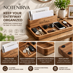 Notenirva Modern Acacia Wood EDC Valet Tray – Desktop Mail Sorter, Sunglasses & Watch Station, Phone Stand Catchall