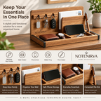 notenirva Modern Handcrafted Wood EDC Valet Station – Entryway Mail Sorter, Key Rack, Phone Dock & Pen Rest for Home & Office