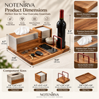 notenirva Handcrafted Acacia Wood Desktop Valet Station – Tissue Dispenser, Wine Cradle, Phone Stand & EDC Catchall for Dining & Console Table