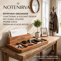 Notenirva Modern Acacia Wood EDC Valet Tray – Desktop Mail Sorter, Sunglasses & Watch Station, Phone Stand Catchall