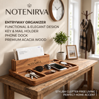 Notenirva Modern Acacia Wood EDC Valet Tray – Desktop Mail Sorter, Sunglasses & Watch Station, Phone Stand Catchall