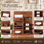 notenirva Modern Wooden Entryway Command Center – 2-Bottle Wine Storage, Key Holder, Letter Sorter & Tissue Dispenser for Console Table