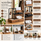 Notenirva Modern Multi-Tier EDC Valet Station – Entryway Mail Holder, Key Rack, Glasses Stand & Tissue Box Cover for Console Table